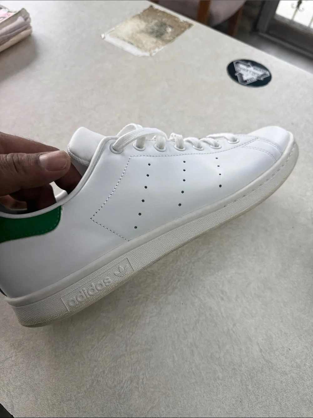 adidas White & Green Stan Smith Men’s Leather Sneakers